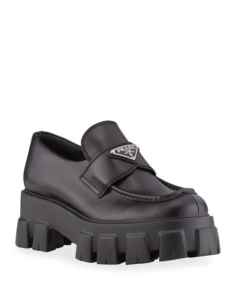 prada lofers|Prada platform loafers.